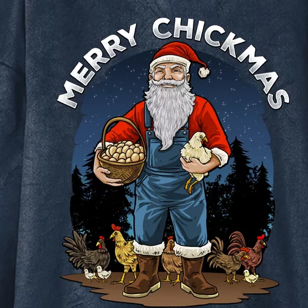 Merry Chickmas Chicken Funny Farmer Farming Christmas Santa Gift Hooded Wearable Blanket