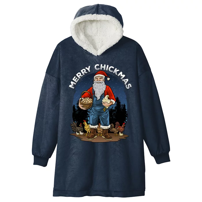 Merry Chickmas Chicken Funny Farmer Farming Christmas Santa Gift Hooded Wearable Blanket