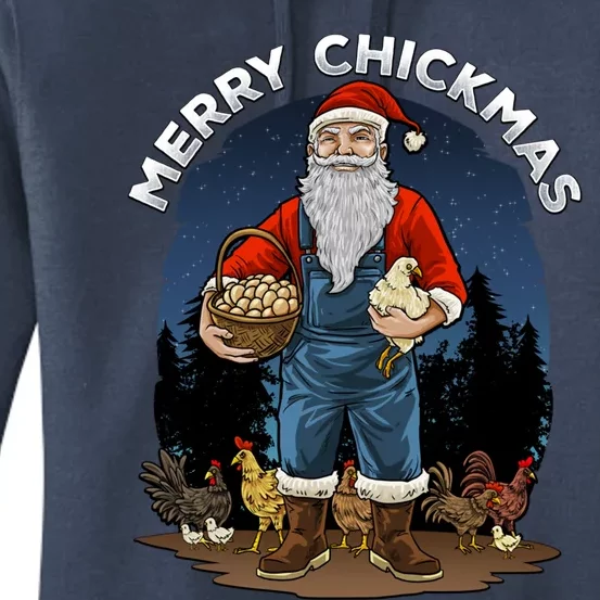 Merry Chickmas Chicken Funny Farmer Farming Christmas Santa Gift Women's Pullover Hoodie