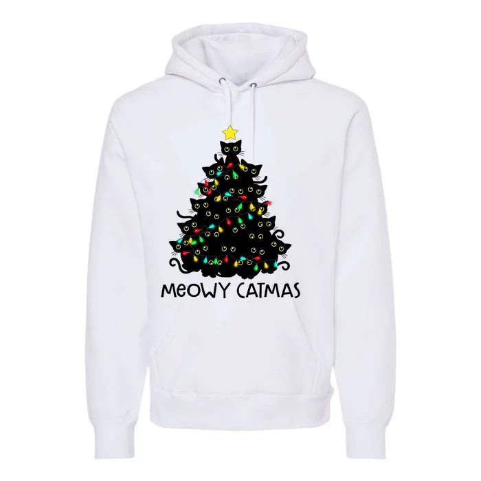 Merry Catmas Cat Christmas Tree Meowy Catmas Premium Hoodie