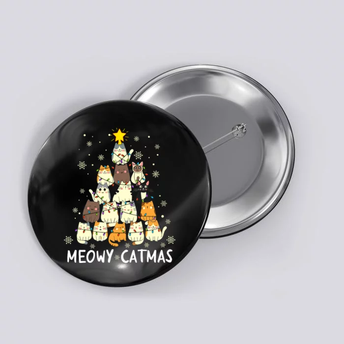 Meowy Catmas Cat Christmas Tree Xmas Funny Santa Button