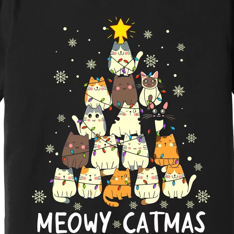 Meowy Catmas Cat Christmas Tree Xmas Funny Santa Premium T-Shirt