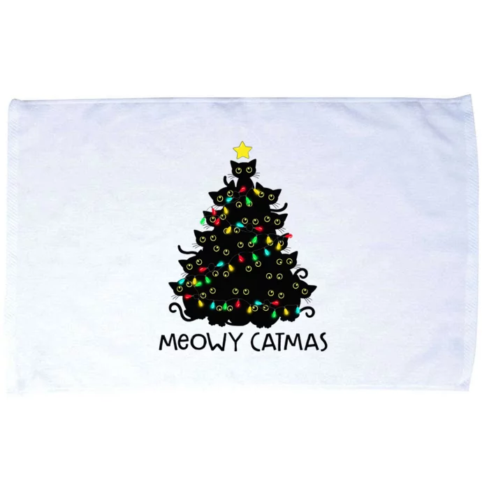 Merry Catmas Cat Christmas Tree Meowy Catmas Microfiber Hand Towel