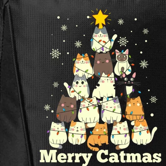 Merry Catmas Cat Lover Christmas Long Sleeve City Backpack