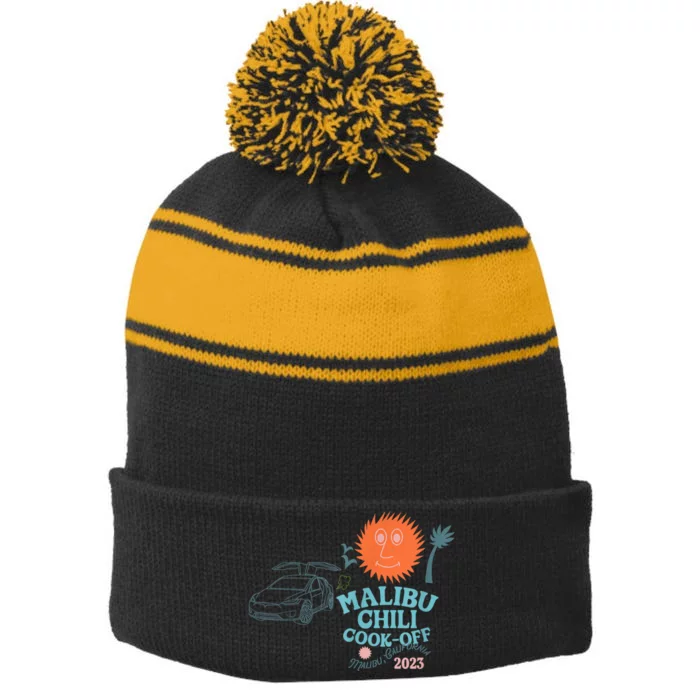 Malibu Chili Cookoff Stripe Pom Pom Beanie