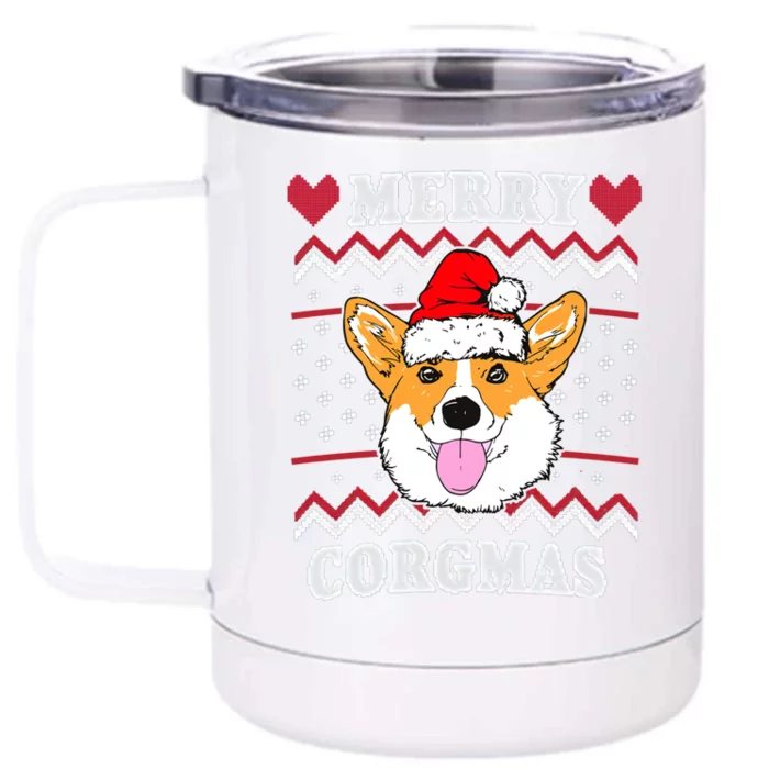 Merry Corgmas Corgi Christmas Dog Mom Xmas Ugly Sweater Cute Gift Front & Back 12oz Stainless Steel Tumbler Cup