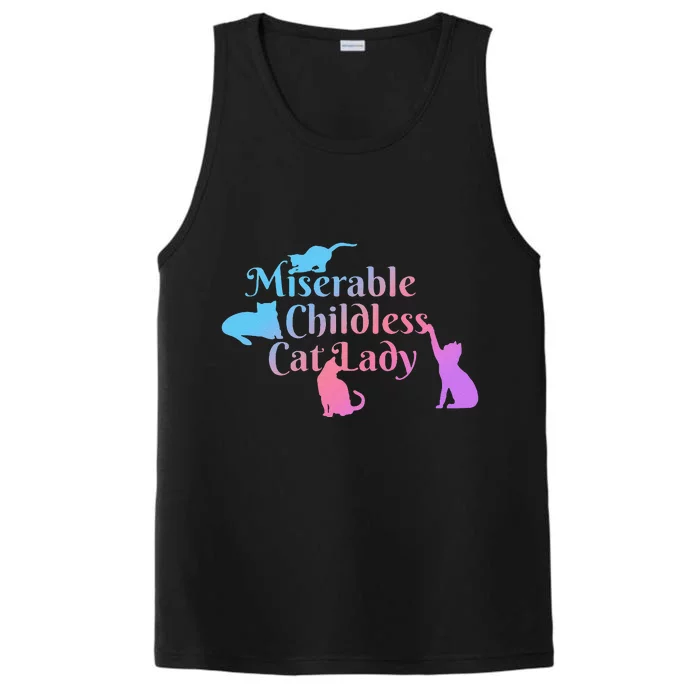 Miserable Childless Cat Lady Funny Performance Tank