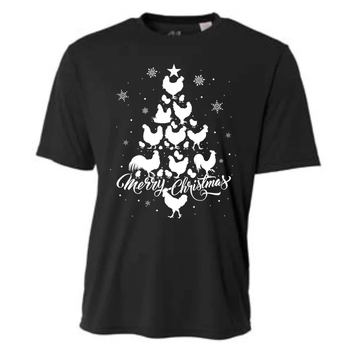 Merry Chickmas Chicken Tree Funny Gift Cooling Performance Crew T-Shirt