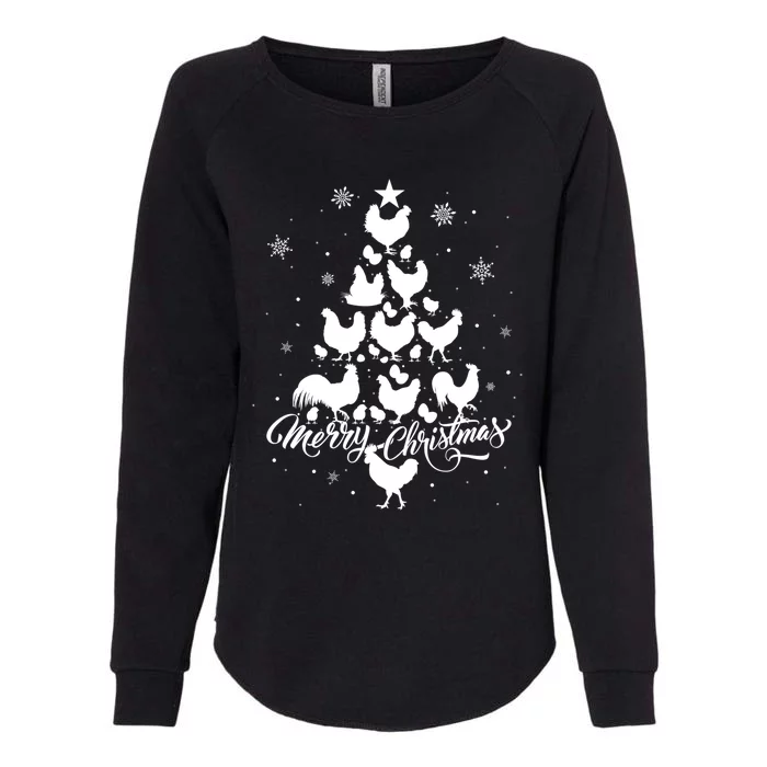 Merry Chickmas Chicken Tree Funny Gift Womens California Wash Sweatshirt