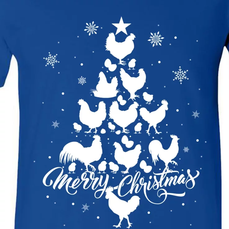 Merry Chickmas Chicken Tree Funny Gift V-Neck T-Shirt