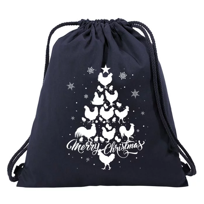 Merry Chickmas Chicken Tree Funny Gift Drawstring Bag