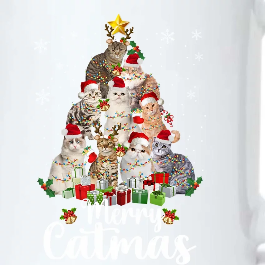 Meowy Christmas Cat Tree Funny Cats Merry Catmas Tees Gift Black Color Changing Mug