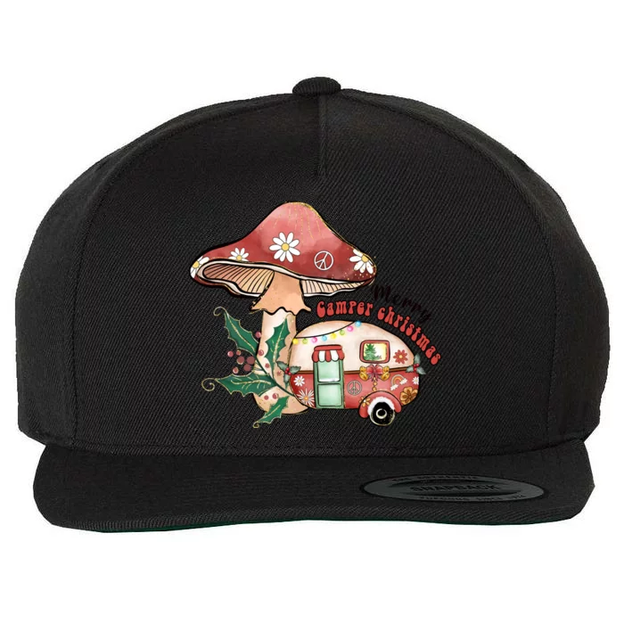 Merry Camper Christmas Gift For Camping Lover Wool Snapback Cap