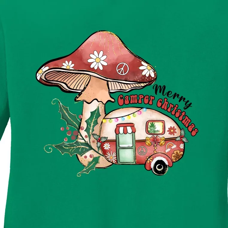 Merry Camper Christmas Gift For Camping Lover Ladies Long Sleeve Shirt