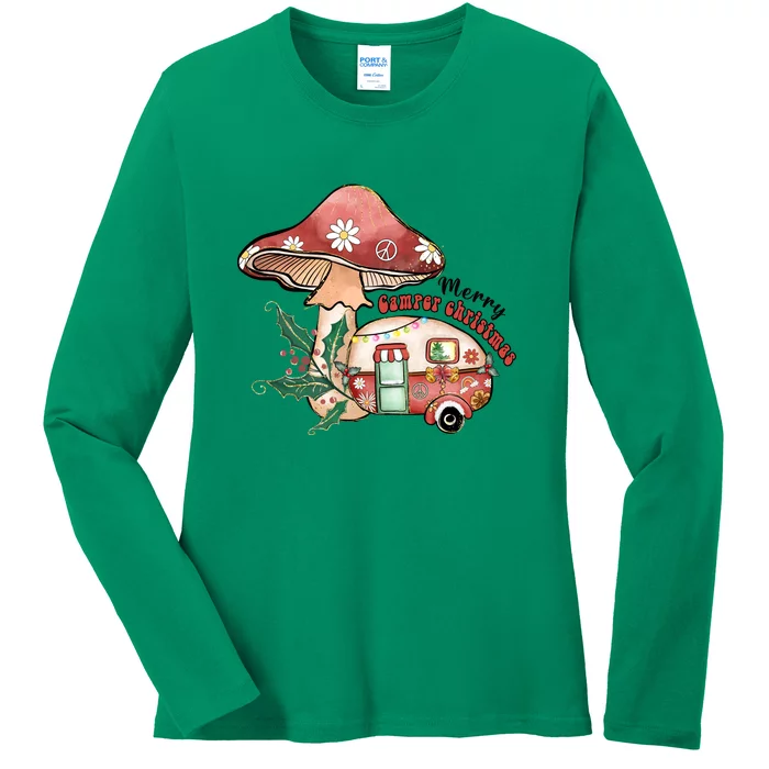 Merry Camper Christmas Gift For Camping Lover Ladies Long Sleeve Shirt