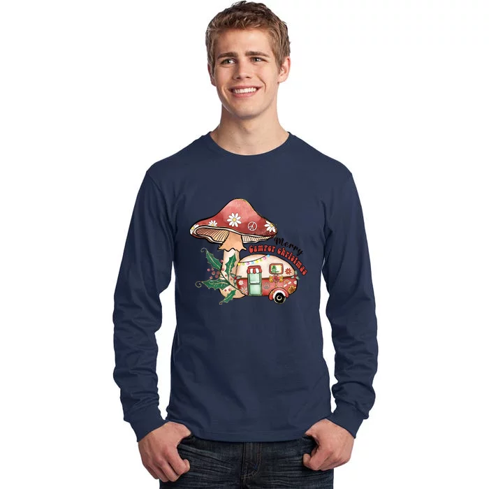 Merry Camper Christmas Gift For Camping Lover Tall Long Sleeve T-Shirt