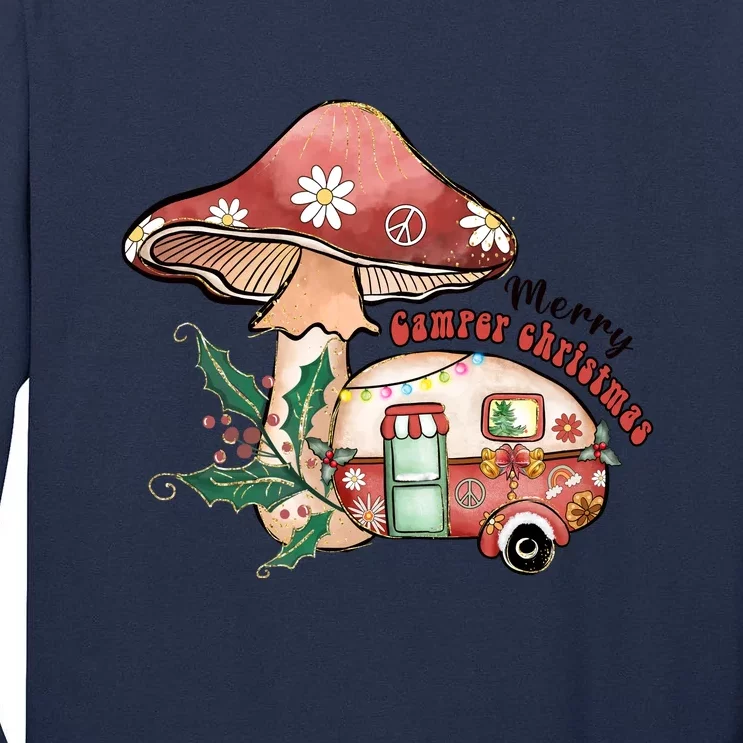 Merry Camper Christmas Gift For Camping Lover Tall Long Sleeve T-Shirt