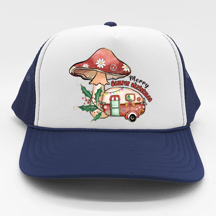 Merry Camper Christmas Gift For Camping Lover Trucker Hat