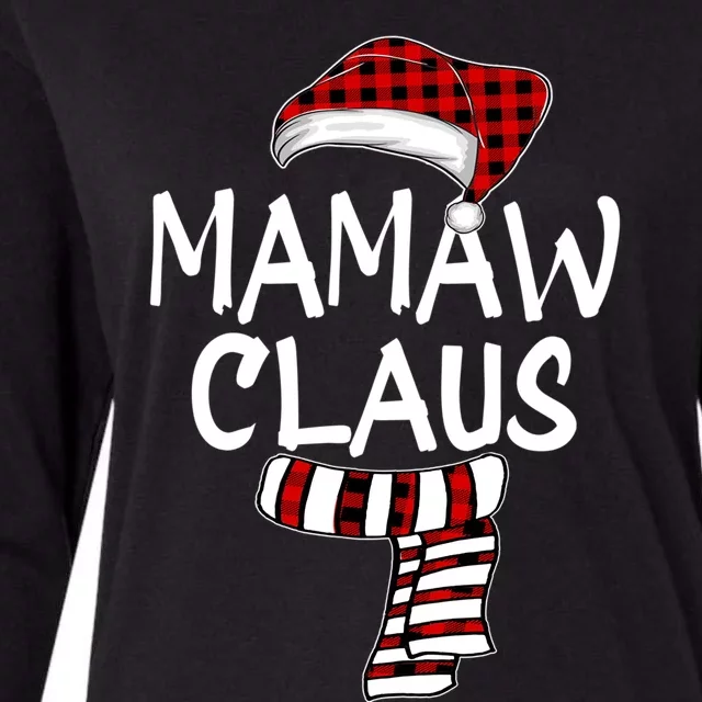 Mamaw Claus Christmas Family Santa Claus Red Plaid Grandma Meaningful Gift Womens Cotton Relaxed Long Sleeve T-Shirt