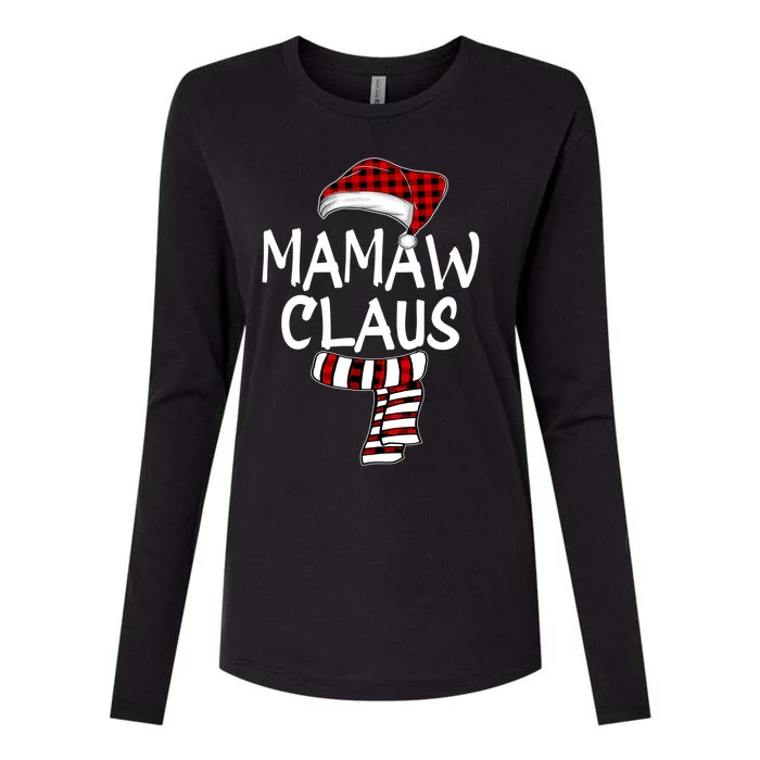 Mamaw Claus Christmas Family Santa Claus Red Plaid Grandma Meaningful Gift Womens Cotton Relaxed Long Sleeve T-Shirt