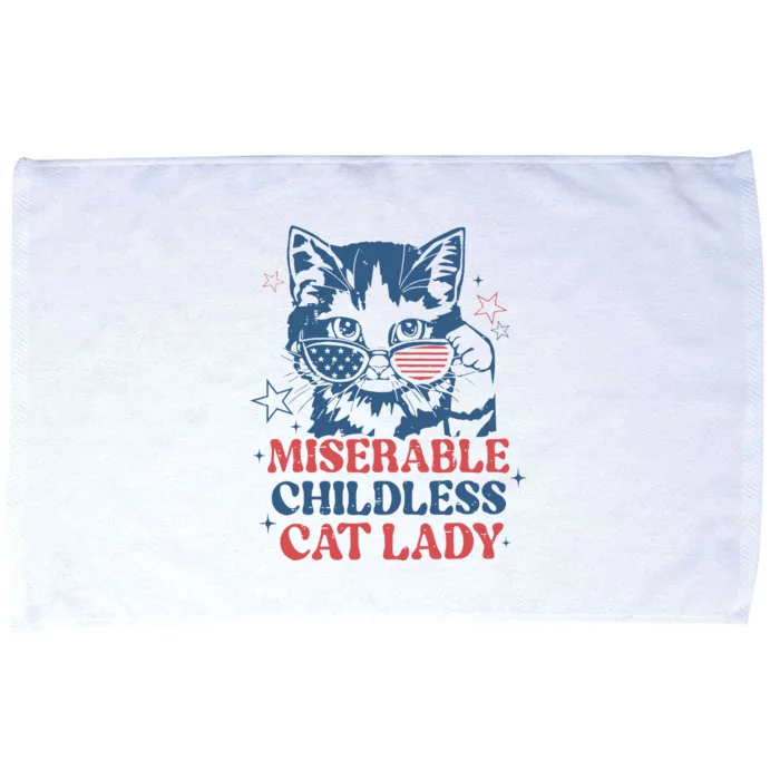 Miserable Childless Cat Lady Kamala Harris 2024 Meme Cat Microfiber Hand Towel