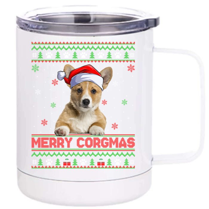 Merry Corgmas Corgi Dog Ugly Xmas Santa Corgi Christmas Gift Front & Back 12oz Stainless Steel Tumbler Cup