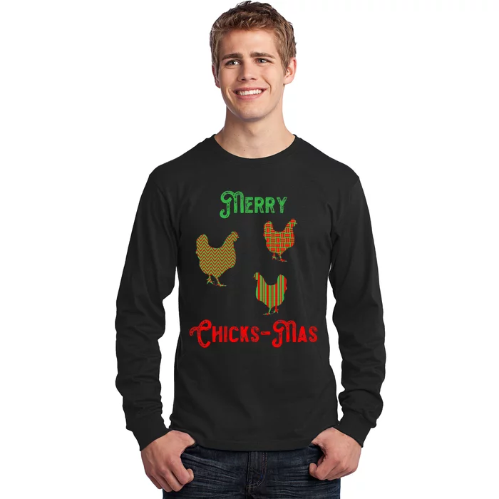 Merry Chicksmas Chicken Christmas Long Sleeve Shirt