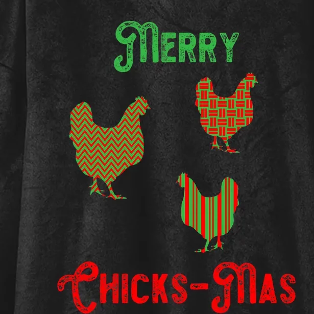 Merry Chicksmas Chicken Christmas Hooded Wearable Blanket