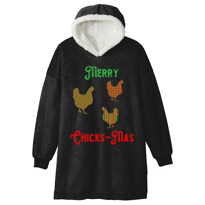 Merry Chicksmas Chicken Christmas Hooded Wearable Blanket