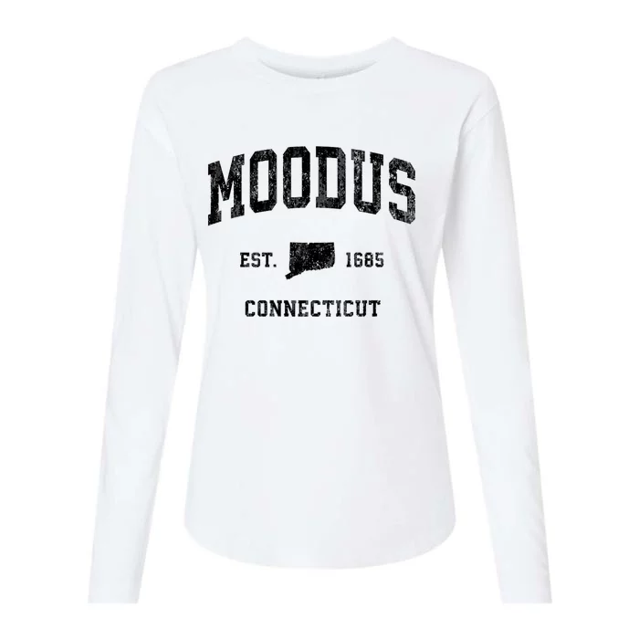 Moodus Connecticut Ct Vintage Athletic Womens Cotton Relaxed Long Sleeve T-Shirt