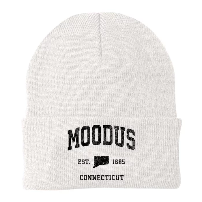 Moodus Connecticut Ct Vintage Athletic Knit Cap Winter Beanie