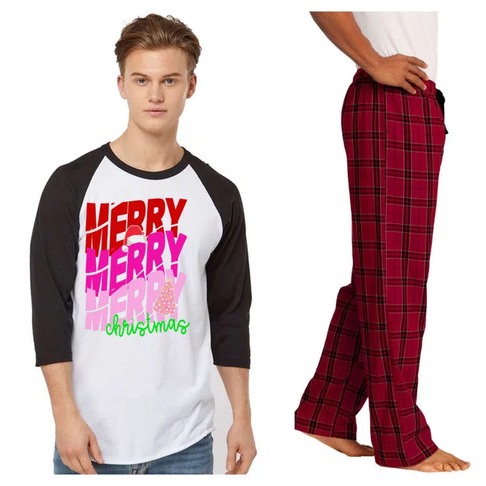 Merry Christmas Cute Holiday Gift Raglan Sleeve Pajama Set