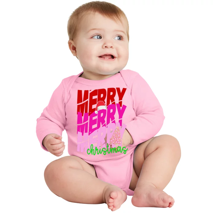 Merry Christmas Cute Holiday Gift Baby Long Sleeve Bodysuit