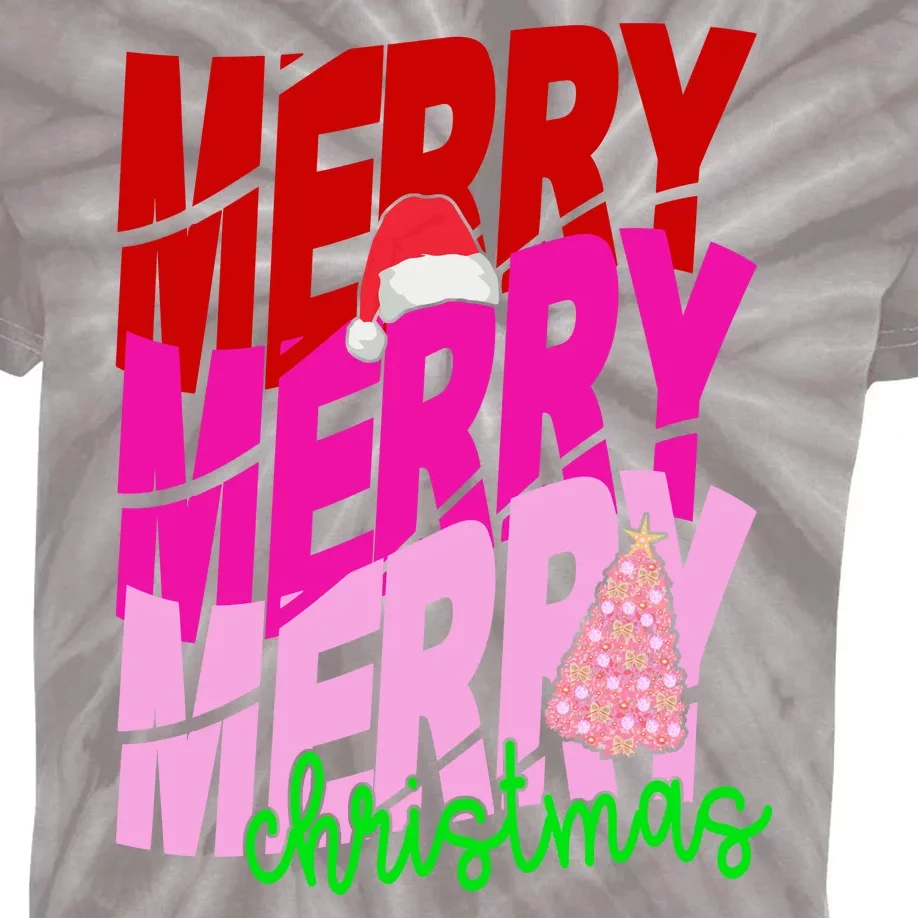 Merry Christmas Cute Holiday Gift Kids Tie-Dye T-Shirt