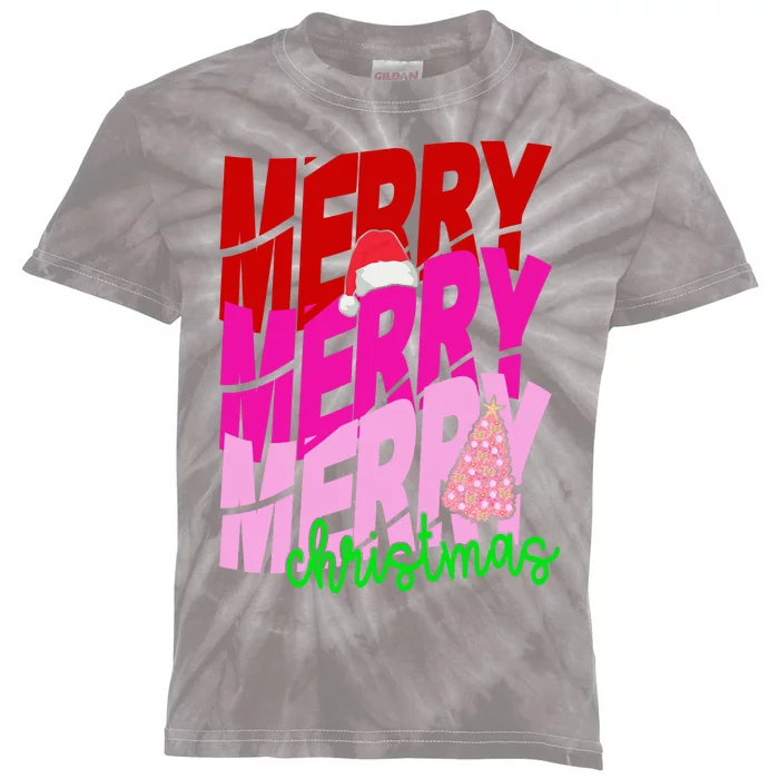 Merry Christmas Cute Holiday Gift Kids Tie-Dye T-Shirt