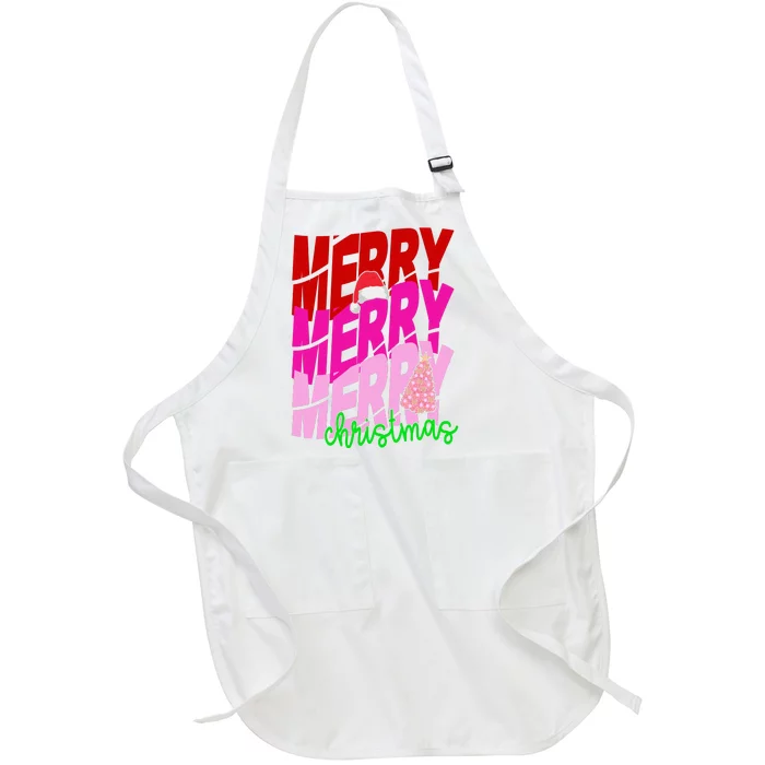 Merry Christmas Cute Holiday Gift Full-Length Apron With Pocket