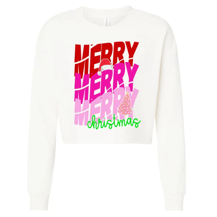 Merry Christmas Cute Holiday Gift Cropped Pullover Crew