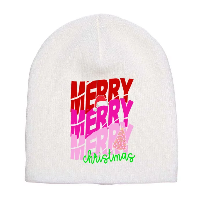 Merry Christmas Cute Holiday Gift Short Acrylic Beanie