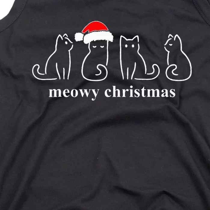 Meowy Catmas Cat Christmas Cute Kitten Cats Santa Hat Xmas Tank Top