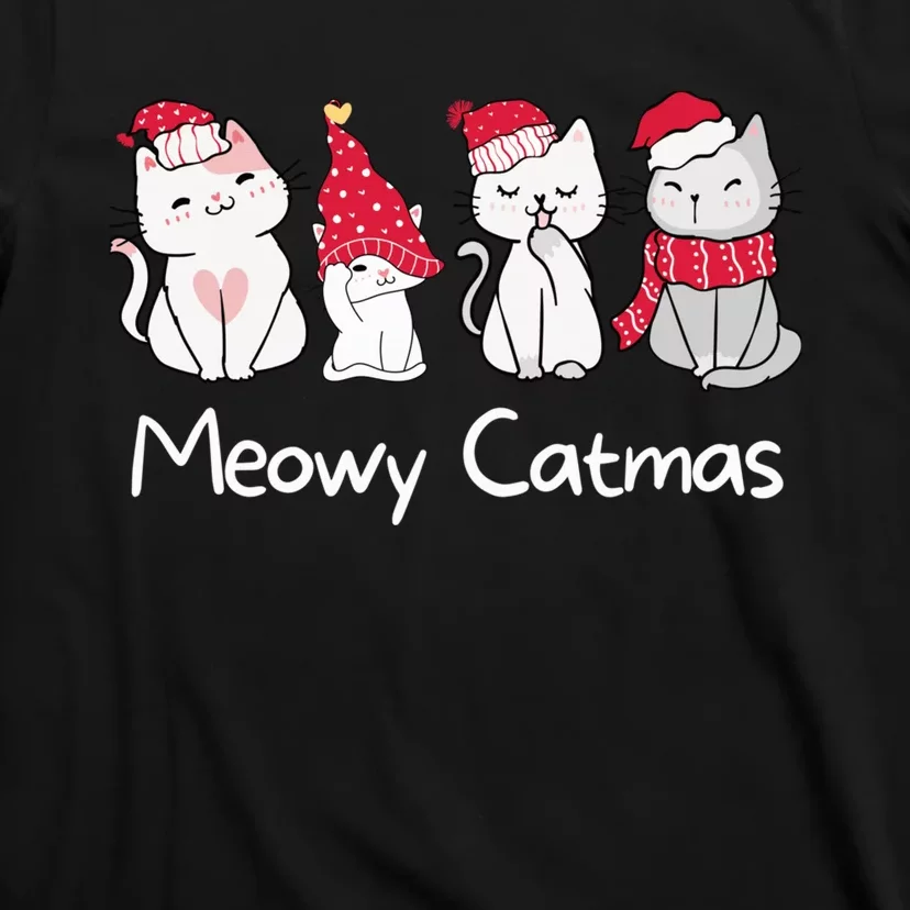 Meowy Catmas Cute, Funny Cat Christmas - Merry Catmas T-Shirt