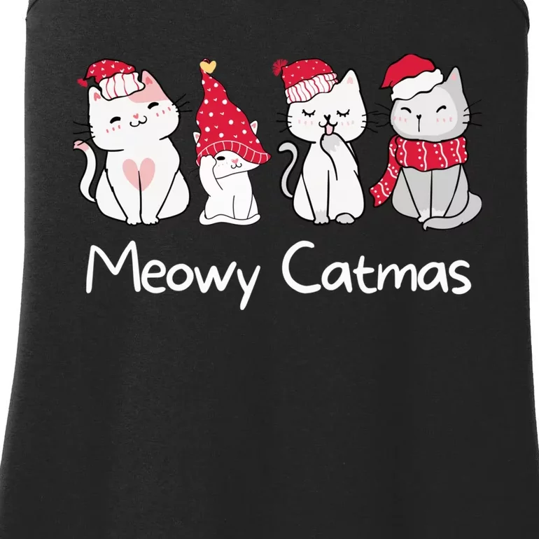 Meowy Catmas Cute, Funny Cat Christmas - Merry Catmas Ladies Essential Tank