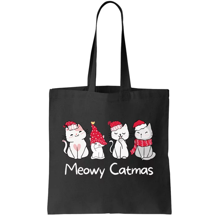 Meowy Catmas Cute, Funny Cat Christmas - Merry Catmas Tote Bag