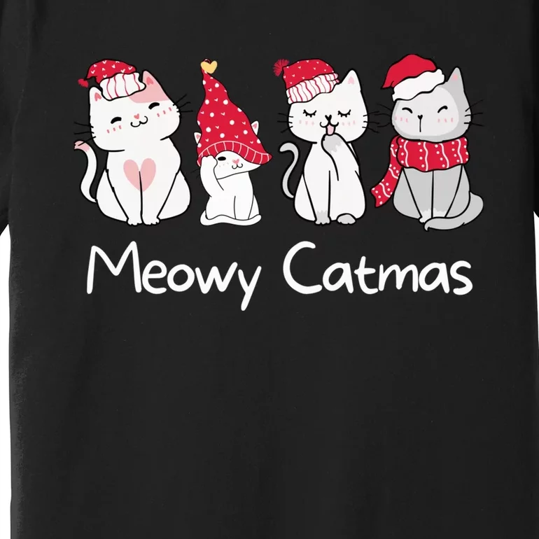 Meowy Catmas Cute, Funny Cat Christmas - Merry Catmas Premium T-Shirt