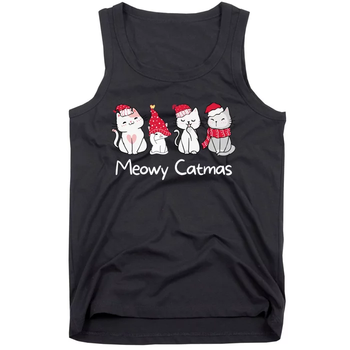 Meowy Catmas Cute, Funny Cat Christmas - Merry Catmas Tank Top