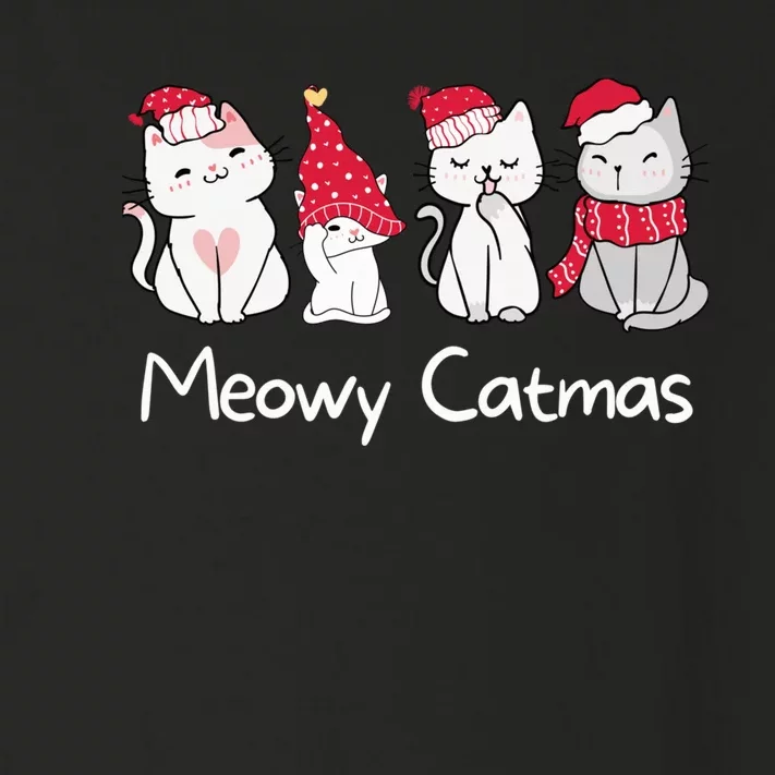 Meowy Catmas Cute, Funny Cat Christmas - Merry Catmas Toddler Long Sleeve Shirt