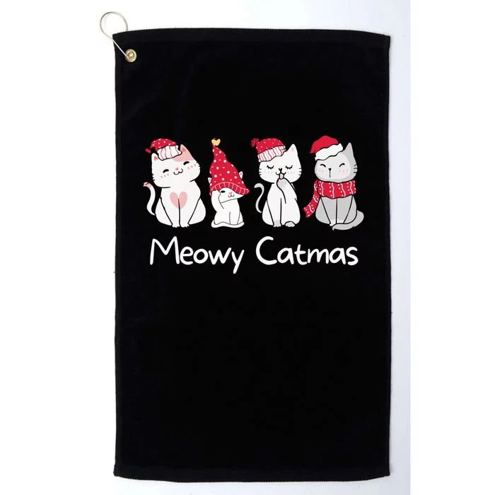 Meowy Catmas Cute, Funny Cat Christmas - Merry Catmas Platinum Collection Golf Towel