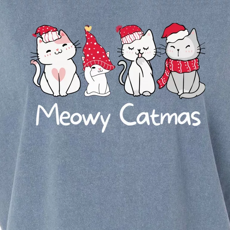 Meowy Catmas Cute, Funny Cat Christmas - Merry Catmas Garment-Dyed Women's Muscle Tee