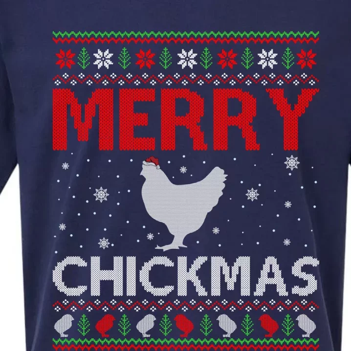 Merry Chickmas Chicken Xmas Gift Ugly Chicken Christmas Cool Gift Sueded Cloud Jersey T-Shirt