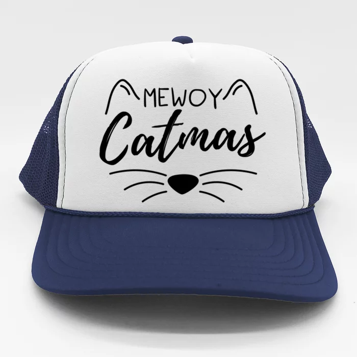 Meowy Catmas Cat Lover Christmas Outfit Funny Pajama Meaningful Gift Trucker Hat