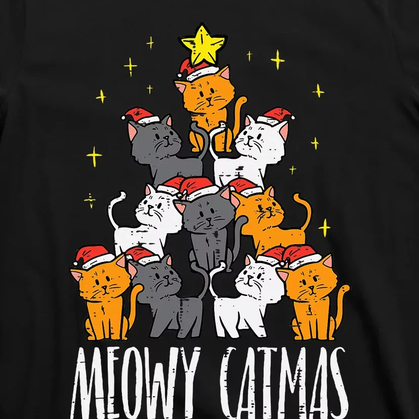 Meowy Catmas Cat Christmas Tree Xmas T-Shirt